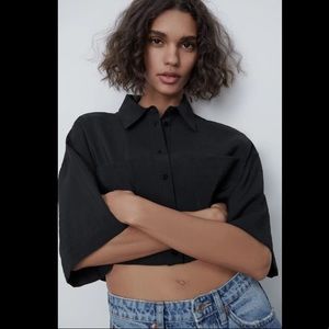 Flowy Cropped Shirt Size S NWT
